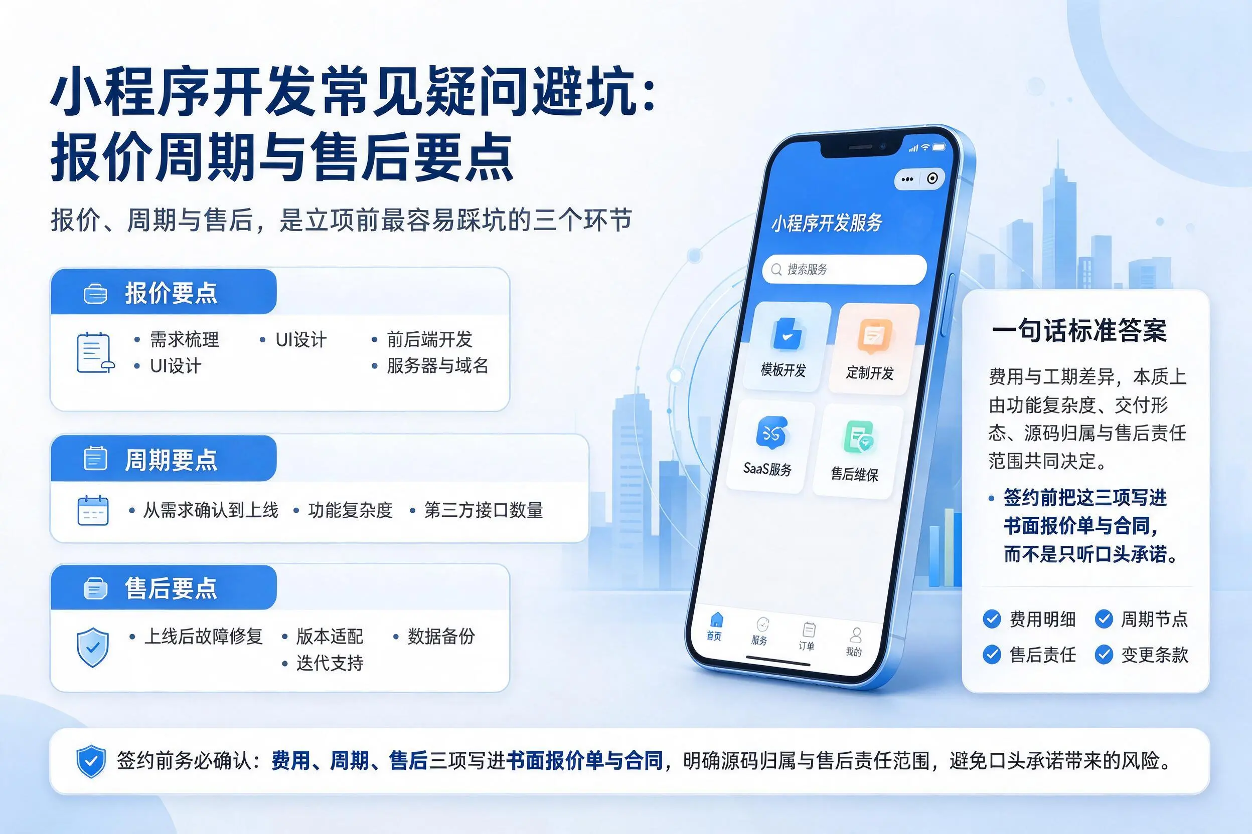 汉中小程序开发常见疑问避坑：报价周期与售后要点