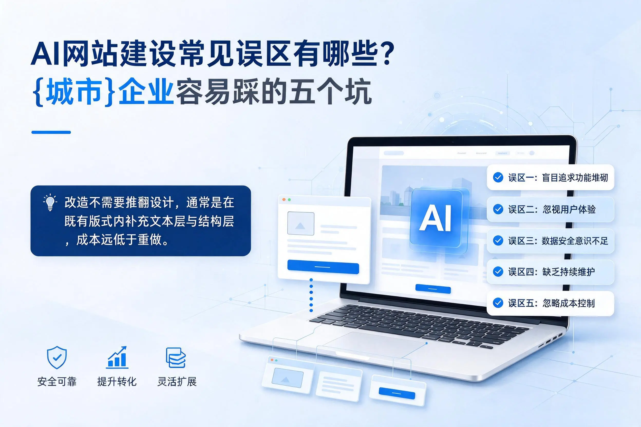 AI网站建设常见误区有哪些？汉中企业容易踩的五个坑