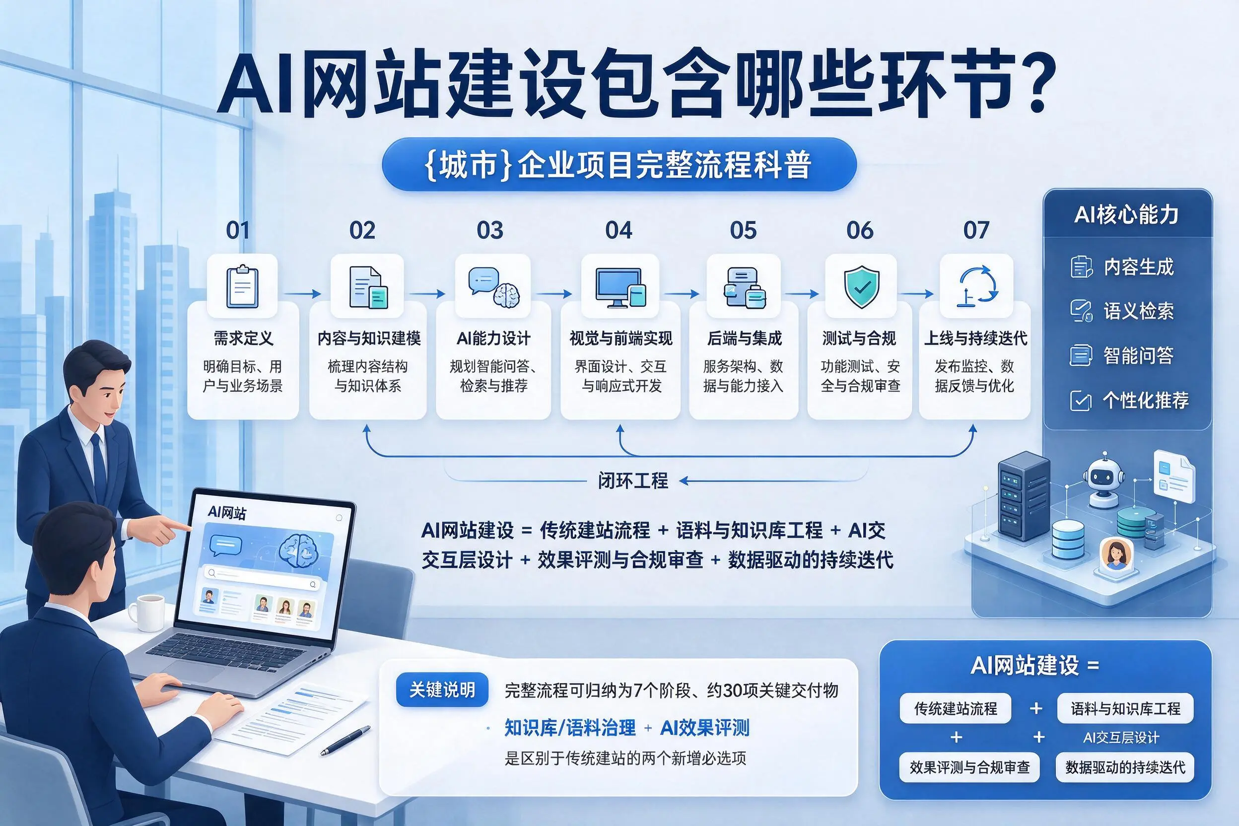 AI网站建设包含哪些环节?汉中企业项目完整流程科普