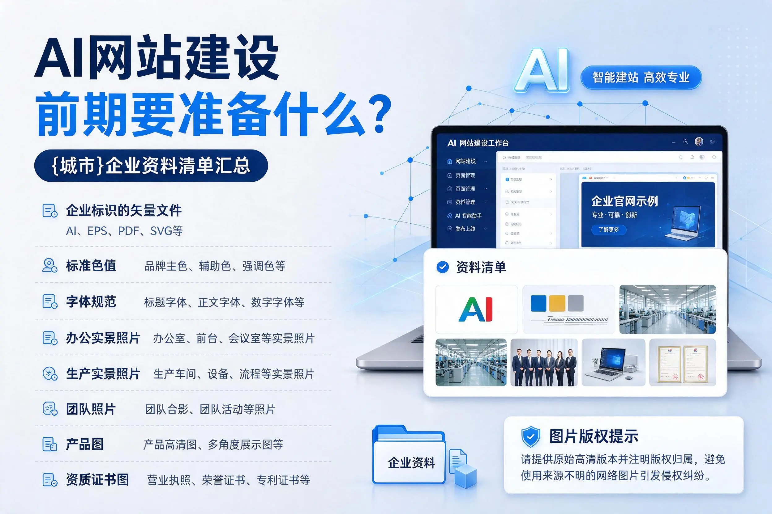 AI网站建设前期要准备什么?汉中企业资料清单汇总