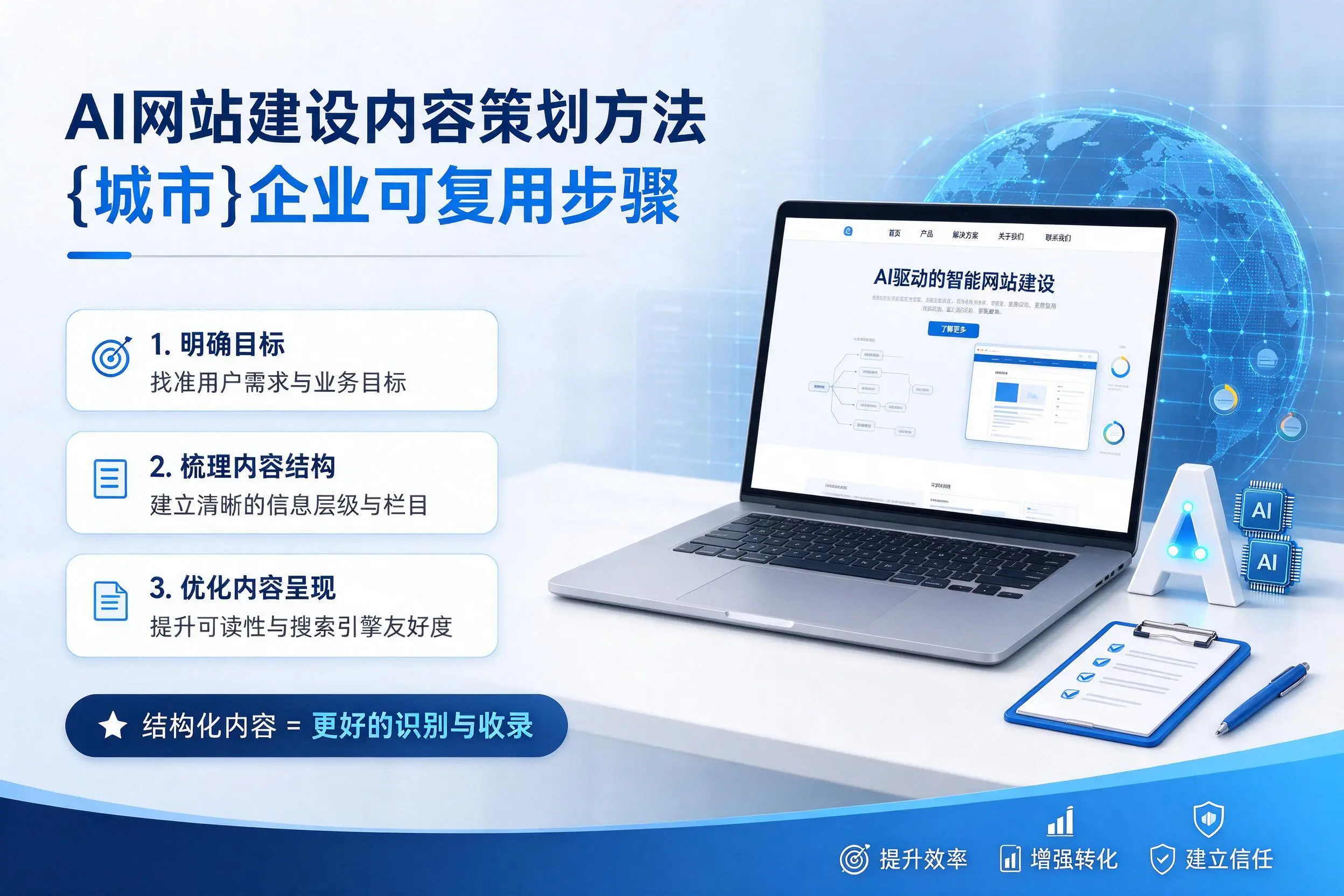 AI网站建设内容策划方法,汉中企业可复用步骤